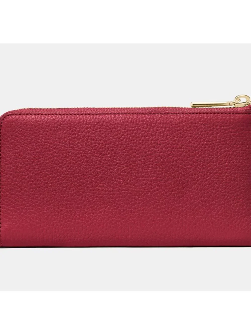 New Kate Spade Large Slim L-zip Wallet Pebble Leather Red Jam